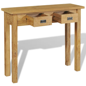 console teck massif avec les 2 tiroirs ouverts