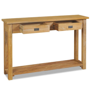 console teck massif 2 tiroirs ouverts