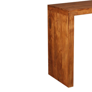 console Bois massif avec finition miel pied en bois