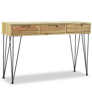 console 120x35x76 cm Teck massif avec pieds en fer forgé