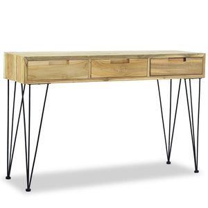 console 120x35x76 cm Teck massif 3 tiroirs