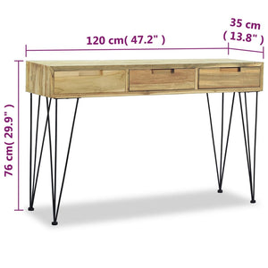console dimensions: 120x35x76 cm Teck massif 