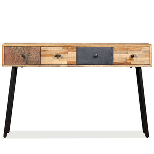 console Teck massif de récupération 120 x 30 x 76 cm avec 4 tiroirs