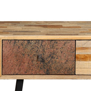console Teck massif de récupération 120 x 30 x 76 cm tiroirs avec des poignées différentes