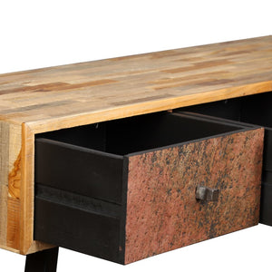 console Teck massif de récupération 120 x 30 x 76 cm