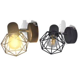 Applique murale 2 pcs style industriel noir avec ampoule LED allumer eteint