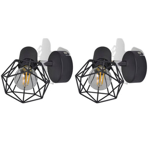 Applique murale 2 pcs style industriel noir avec ampoule LED - Lampe murales