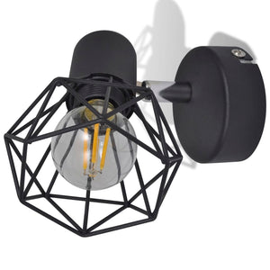 Applique murale 2 pcs style industriel noir avec ampoule LED - Lampe murales