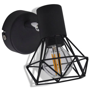 Applique murale 2 pcs style industriel noir avec ampoule LED - Lampe murales