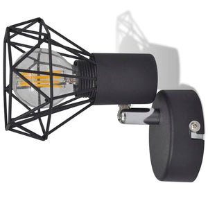 Applique murale 2 pcs style industriel noir avec ampoule LED - Lampe murales
