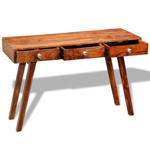Console avec 3 tiroirs ouverts 76 cm Bois massif