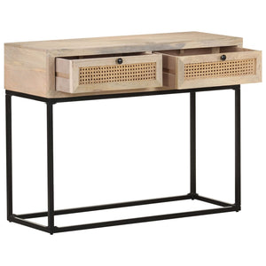 console 100x35x76 cm Bois de manguier et canne naturelle vidaXL