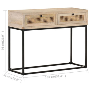 console 100x35x76 cm Bois de manguier et canne naturelle vidaXL