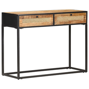 console 100x35x75 cm Bois de manguier et canne naturelle vidaXL