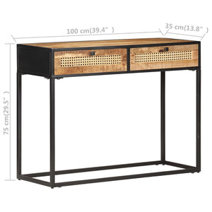 console 100x35x75 cm Bois de manguier et canne naturelle vidaXL