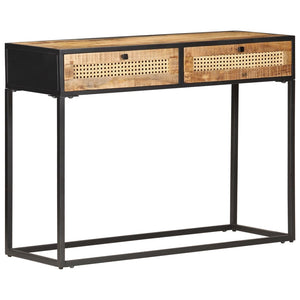 console 100x35x75 cm Bois de manguier et canne naturelle vidaXL