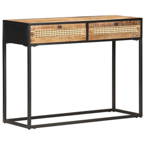 console 100x35x75 cm Bois de manguier et canne naturelle vidaXL