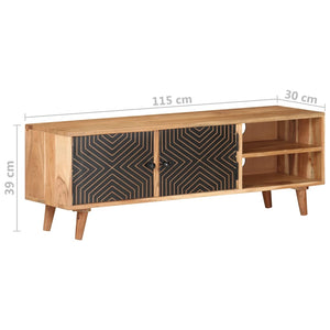 Meuble Tv 115X30X39 Cm Bois D'acacia Massif