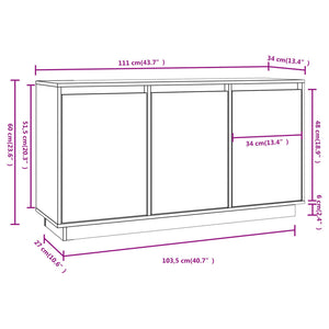 Buffet 111X34X60 Cm Bois Massif De Pin