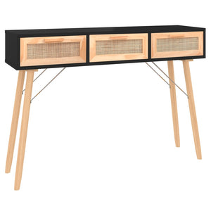 console Noir 105x30x75 cm Bois massif pin /rotin naturel vidaXL