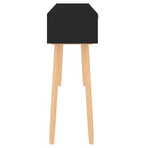 console Noir 105x30x75 cm Bois massif pin /rotin naturel vidaXL