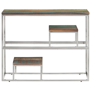 console argenté acier inoxydable/bois massif récupération vidaXL
