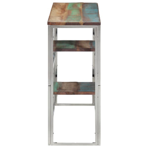 console argenté acier inoxydable/bois massif récupération vidaXL
