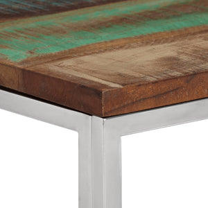 console argenté acier inoxydable/bois massif récupération vidaXL