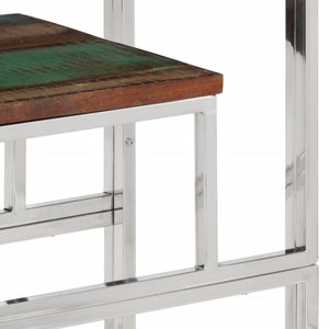 console argenté acier inoxydable/bois massif récupération vidaXL
