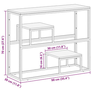 console argenté acier inoxydable/bois massif récupération vidaXL