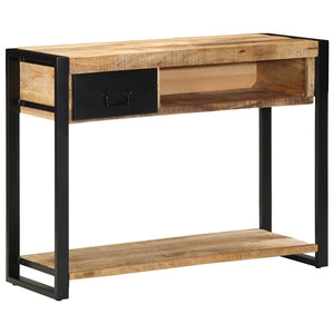 Table Console 100X35X75 Cm Bois De Manguier Massif Brut