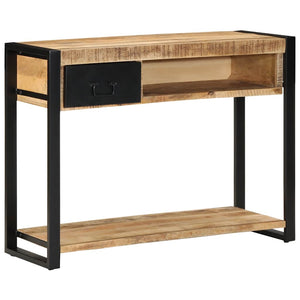 Table Console 100X35X75 Cm Bois De Manguier Massif Brut
