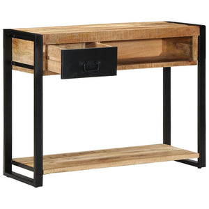 Table Console 100X35X75 Cm Bois De Manguier Massif Brut