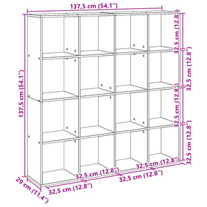 Bibliothèque 137,5X29X137,5 Cm Bois D'ingénierie Noir