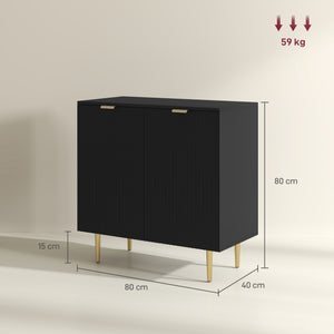Buffet cuisine meuble de rangement avec 2 portes étagère réglable pieds métalliques surélevés 80 x 40 x 80 cm noir