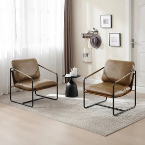 Fauteuil Bronx marron en cuir synthétique 