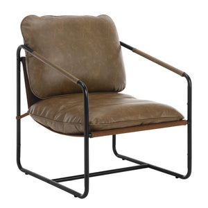 Fauteuil Bronx marron de style industriel métal et cuir