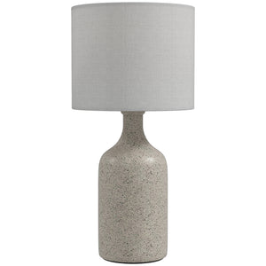 Lampe de Table avec Base en Céramique et Abat-Jour en Lin, Lampe de Chevet Rétro avec Culot E27, Blanc et Sable