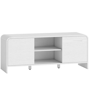 Meuble TV meuble télé pour téléviseur jusqu'à 55 pouces 2 portes 2 compartiments étagère réglable 110x35x45cm blanc