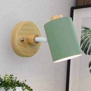 Applique murale Nordic Macaron – Bois et métal vert pour éclairage minimaliste 