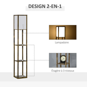 Détail de la lampe étagère blanc et marron