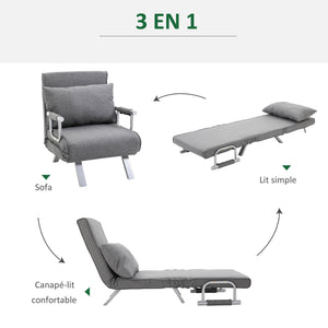 Fauteuil chauffeuse convertible 1 place, lit d'appoint - Fauteuil