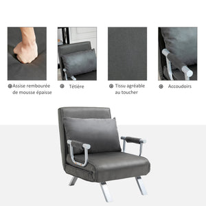 Fauteuil chauffeuse convertible 1 place, lit d'appoint - Fauteuil
