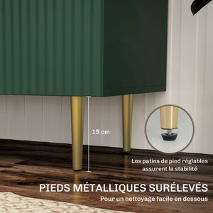 Buffet cuisine meuble de rangement avec 2 portes étagère réglable pieds métalliques surélevés 80 x 40 x 80 cm vert olive