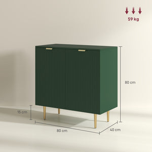 Buffet cuisine meuble de rangement avec 2 portes étagère réglable pieds métalliques surélevés 80 x 40 x 80 cm vert olive
