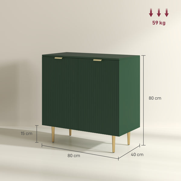 Buffet LINO 80 cm – Vert olive, 2 portes & pieds métal surélevés