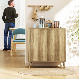 Buffet salon meuble de rangement avec placard à 2 portes et étagère réglable, 77 x 40 x 81 cm, aspect bois