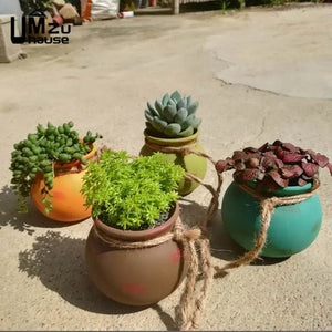 Ensemble de 4 pots suspendus rétro en céramique pour plantes BB'art meuble & déco