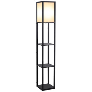 Lampe sur pied à étagères en finition noire