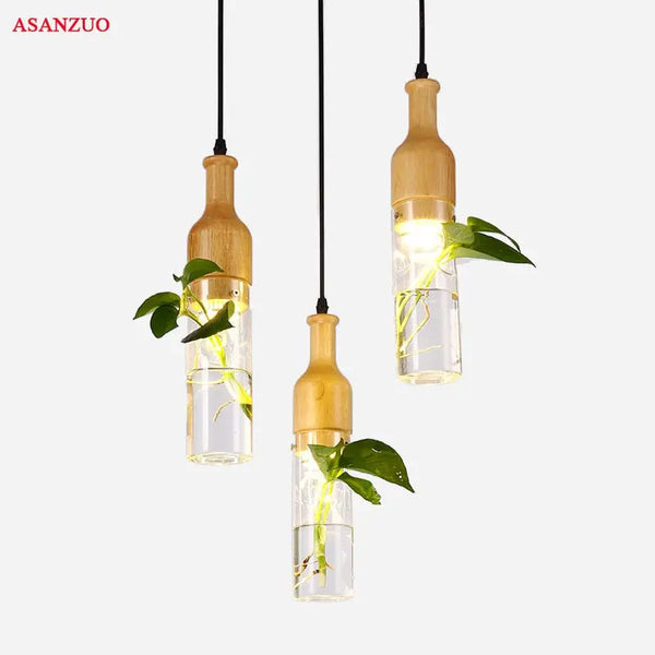 Lampes suspendues LED modernes, bois et verre BB'art meuble & déco